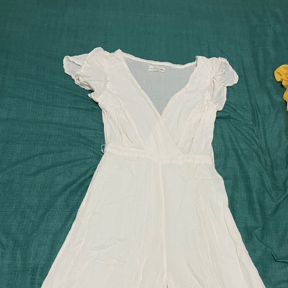 Urban Outfitters white canvas jumpsuit